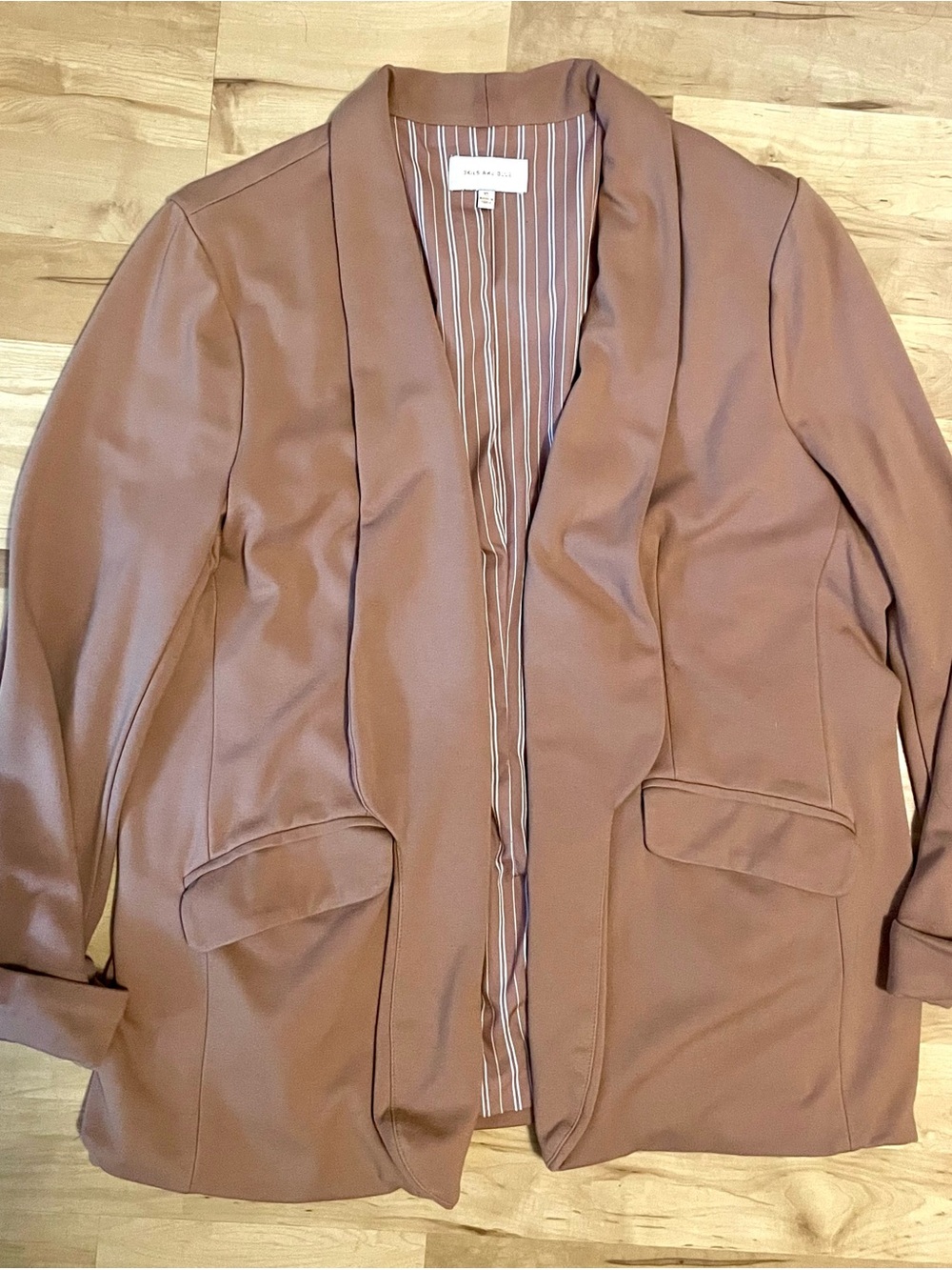 Skies Are Blue Caramel Brown Open-Front Blazer